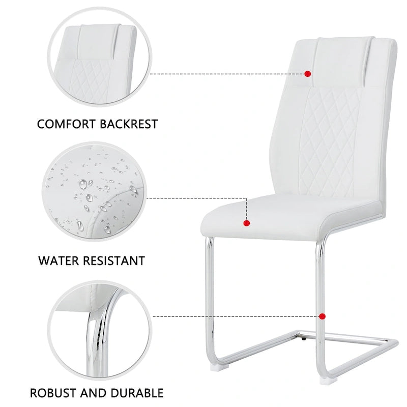 6-piece set of modern dining chairs leather soft cushion seats