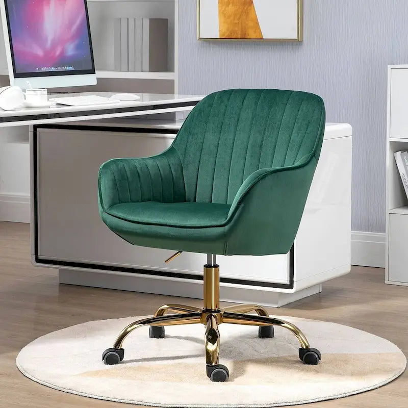 Modern Velvet 360 Degree Swivel Office Chair with Gold Base