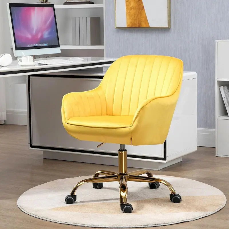 Modern Velvet 360 Degree Swivel Office Chair with Gold Base