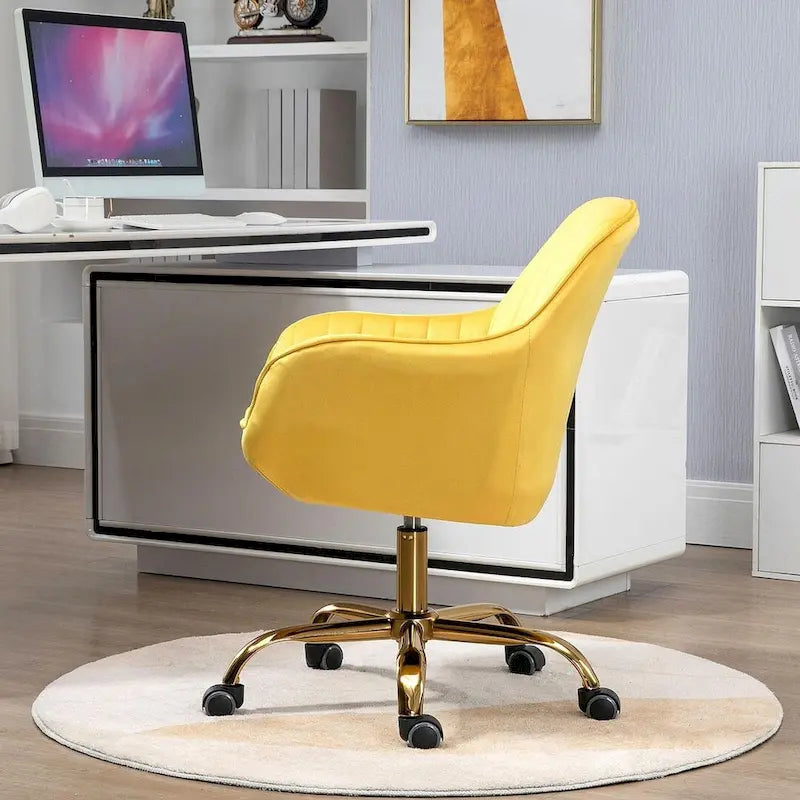 Modern Velvet 360 Degree Swivel Office Chair with Gold Base