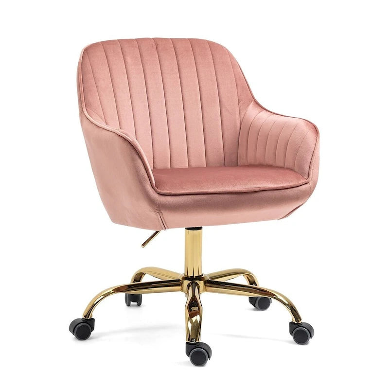 Modern Velvet 360 Degree Swivel Office Chair with Gold Base