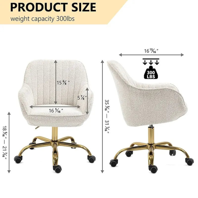 Modern Velvet 360 Degree Swivel Office Chair with Gold Base