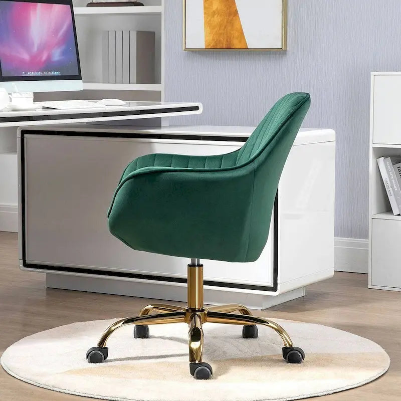 Modern Velvet 360 Degree Swivel Office Chair with Gold Base