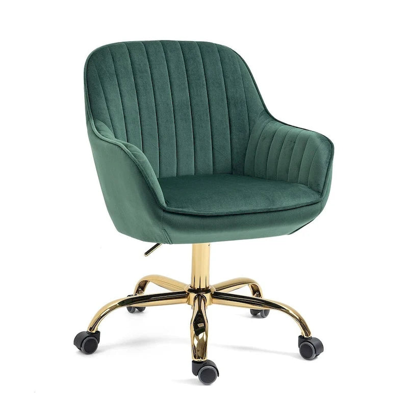 Modern Velvet 360 Degree Swivel Office Chair with Gold Base