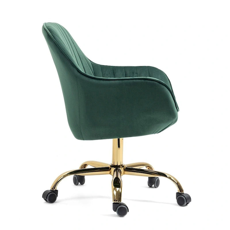 Modern Velvet 360 Degree Swivel Office Chair with Gold Base