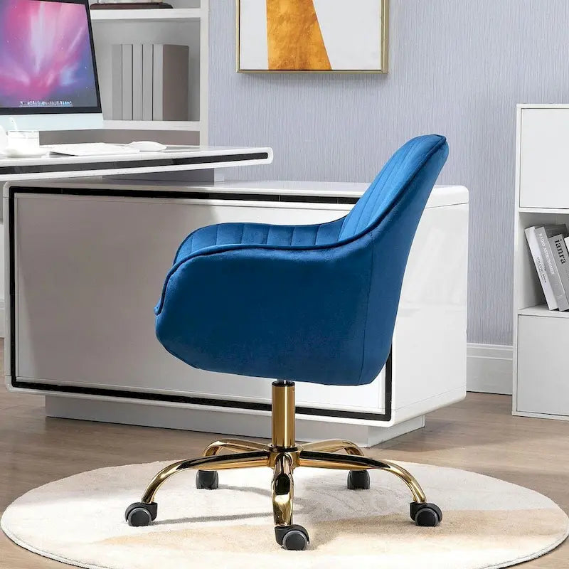 Modern Velvet 360 Degree Swivel Office Chair with Gold Base