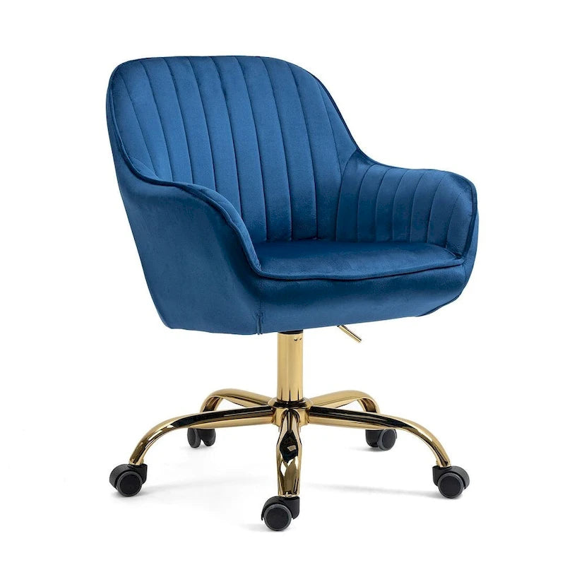 Modern Velvet 360 Degree Swivel Office Chair with Gold Base