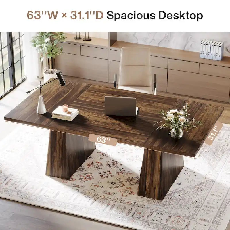 63 Inches Rustic Computer Desk for Home Office