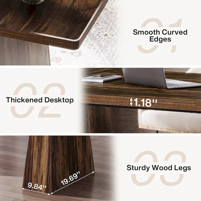 63 Inches Rustic Computer Desk for Home Office