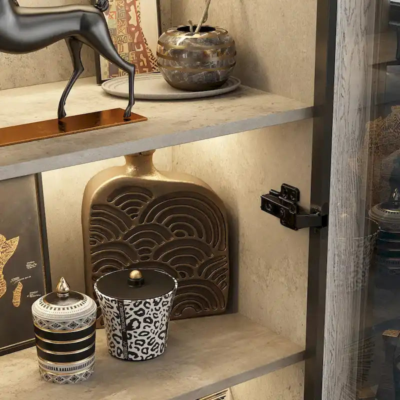 Display Storage Cabinet Showcase with Glass Doors and LED Light
