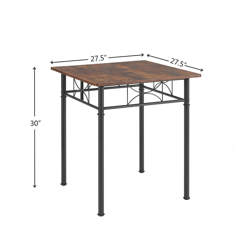 3-Piece Kitchen Dining Room Table Set Retro Brown Chair Suitable for Living Room, Kitchen