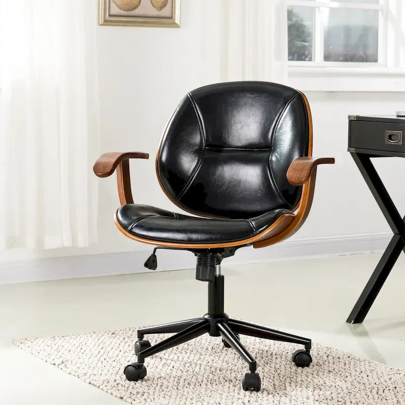 Glitzhome Modern Ergonomic Faux Leather Gaslift Adjustable Swivel Office Task Chair