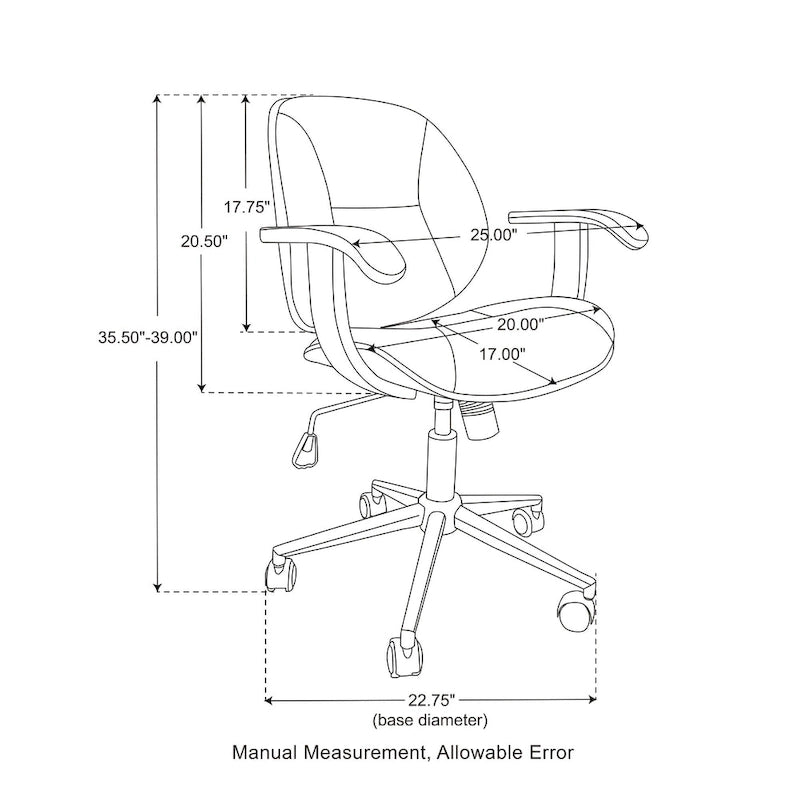 Glitzhome Modern Ergonomic Faux Leather Gaslift Adjustable Swivel Office Task Chair