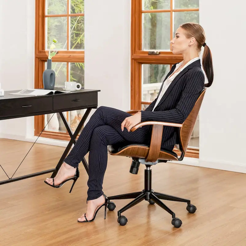 Glitzhome Modern Ergonomic Faux Leather Gaslift Adjustable Swivel Office Task Chair