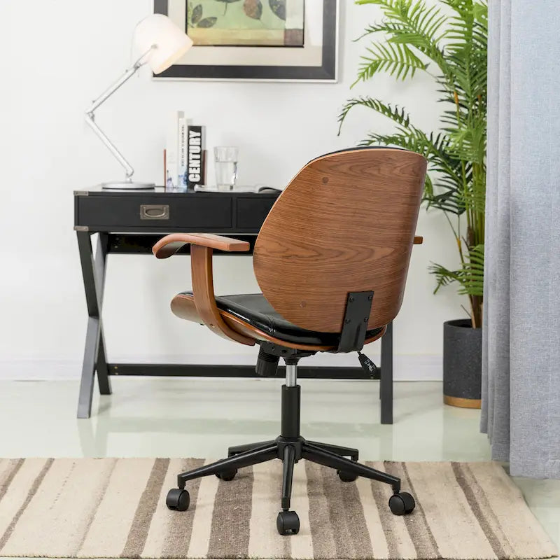 Glitzhome Modern Ergonomic Faux Leather Gaslift Adjustable Swivel Office Task Chair