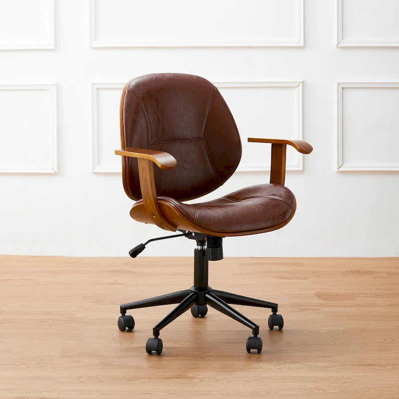 Glitzhome Modern Ergonomic Faux Leather Gaslift Adjustable Swivel Office Task Chair