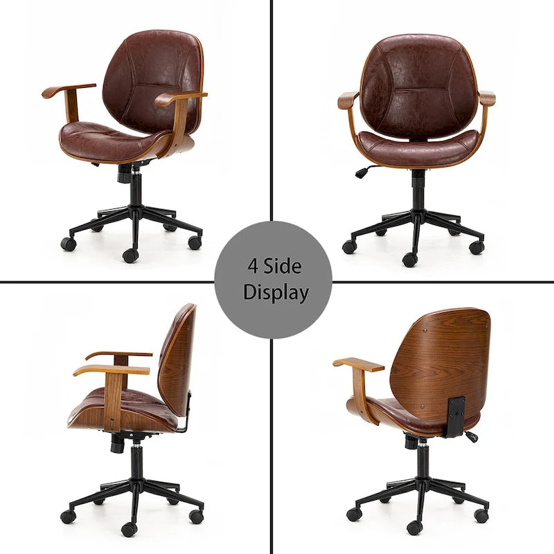 Glitzhome Modern Ergonomic Faux Leather Gaslift Adjustable Swivel Office Task Chair