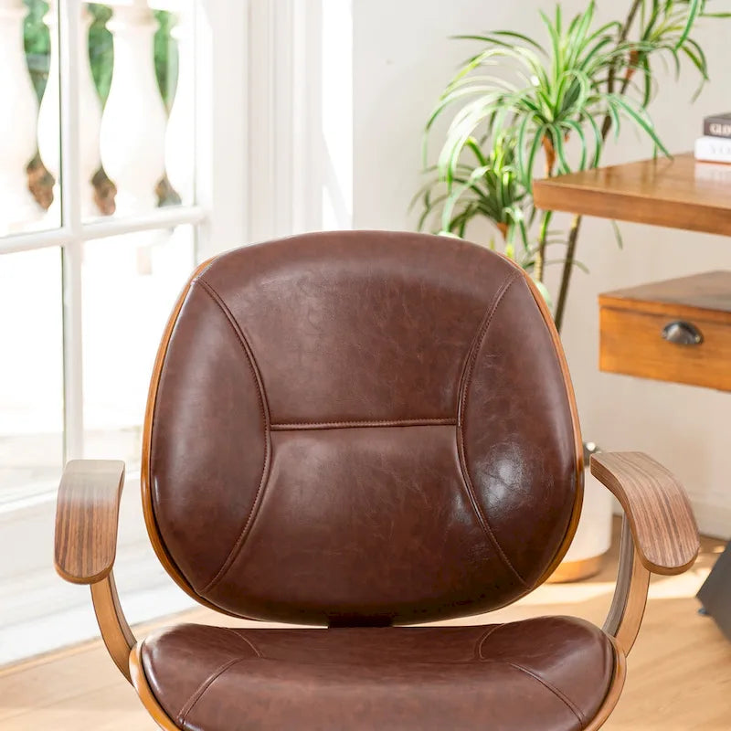 Glitzhome Modern Ergonomic Faux Leather Gaslift Adjustable Swivel Office Task Chair