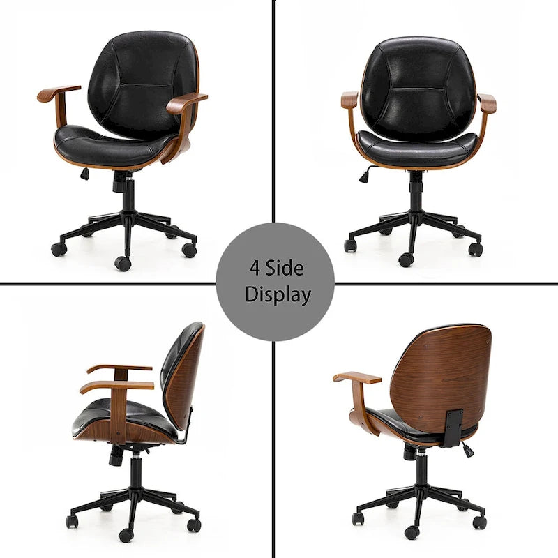 Glitzhome Modern Ergonomic Faux Leather Gaslift Adjustable Swivel Office Task Chair