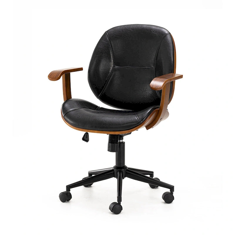 Glitzhome Modern Ergonomic Faux Leather Gaslift Adjustable Swivel Office Task Chair