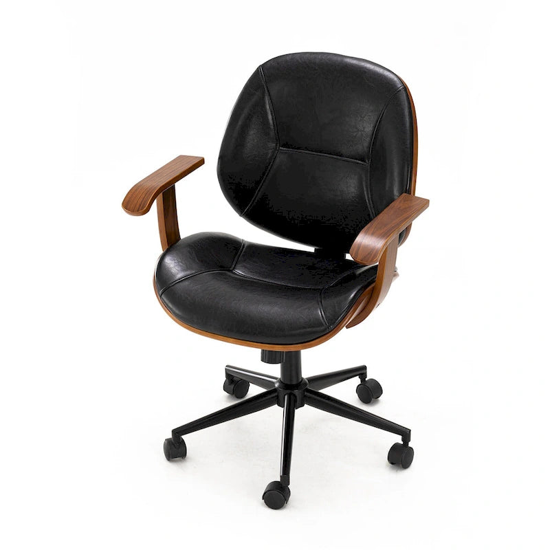 Glitzhome Modern Ergonomic Faux Leather Gaslift Adjustable Swivel Office Task Chair