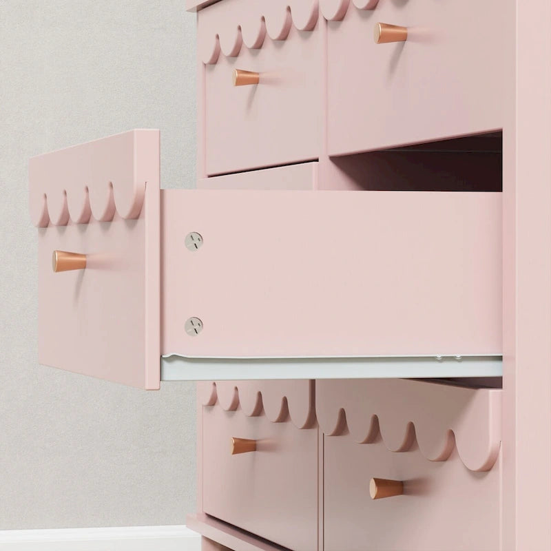 6 Drawers Chest Of Dresser Storage Cabinet Curved Design Organizer