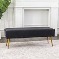 Adeco 43 Inch Velvet Bench Bed End Entryway Bench with Gold Legs