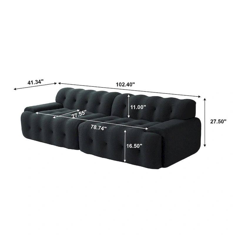102.4 Cloud Sofa Couch3-seater Upholstered 3D Textile Material Sectional Sofa For Living Room, Apartment
