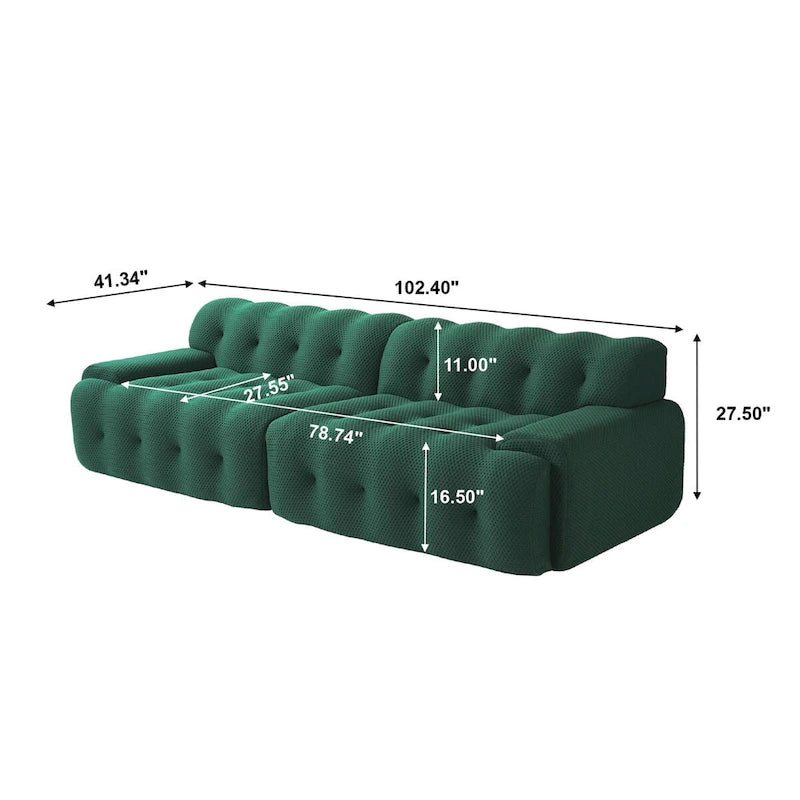102.4 Cloud Sofa Couch3-seater Upholstered 3D Textile Material Sectional Sofa For Living Room, Apartment