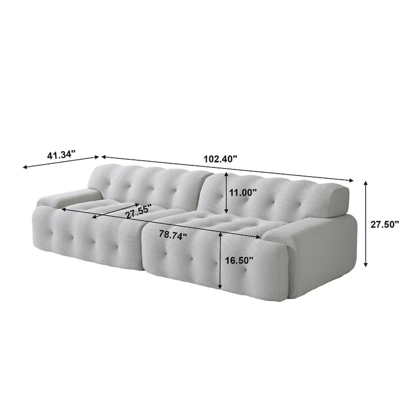 102.4 Cloud Sofa Couch3-seater Upholstered 3D Textile Material Sectional Sofa For Living Room, Apartment