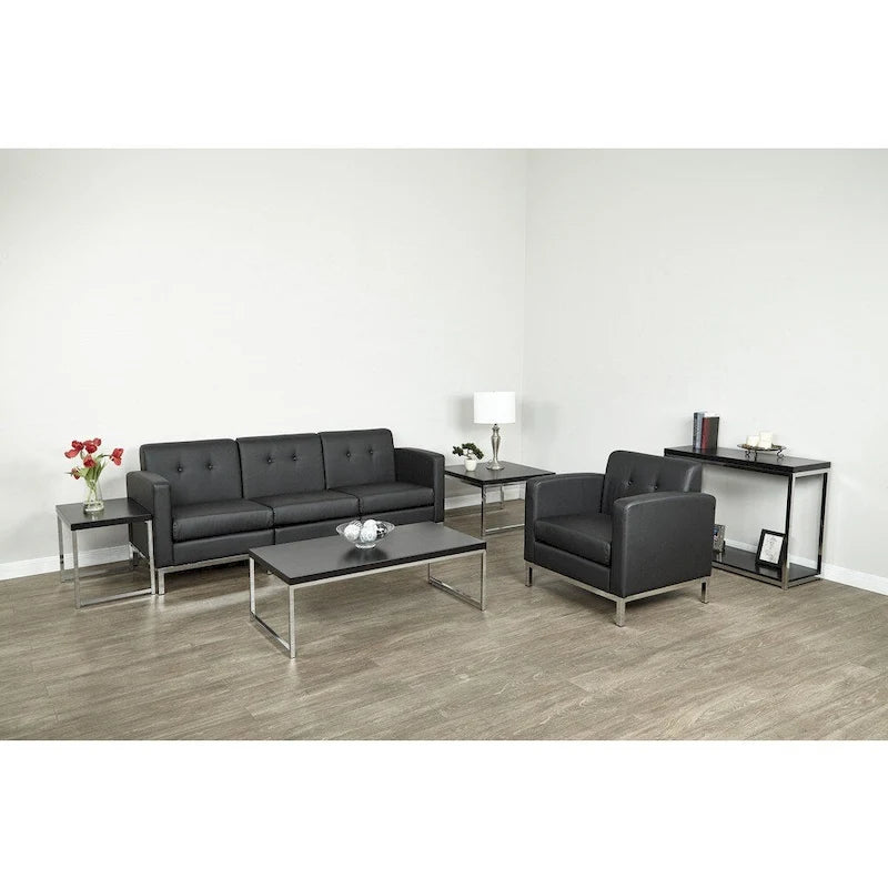 Wall Street Faux Leather Armless Chair