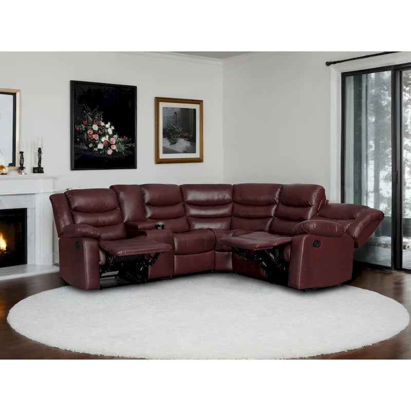 106 Manual Reclining Modular Sectional Couch with 1 Console & 2 Cup Holders, Living Room/Office