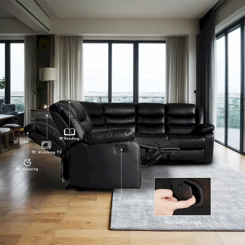 106 Manual Reclining Modular Sectional Couch with 1 Console & 2 Cup Holders, Living Room/Office