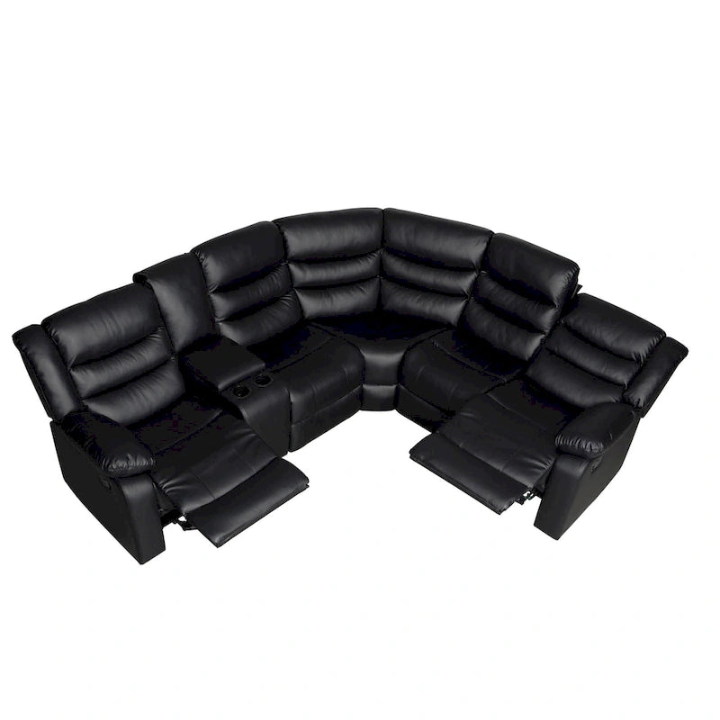 106 Manual Reclining Modular Sectional Couch with 1 Console & 2 Cup Holders, Living Room/Office